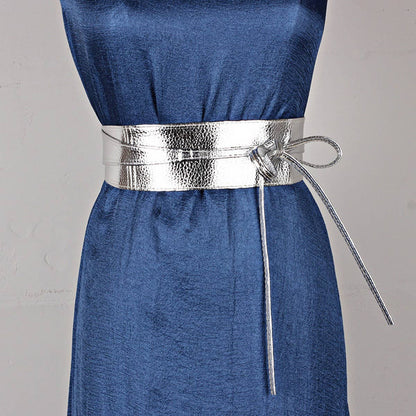 WIDE RIBBON BOW TWO CIRCLE BELT WAIST SEAL_CWABE0338