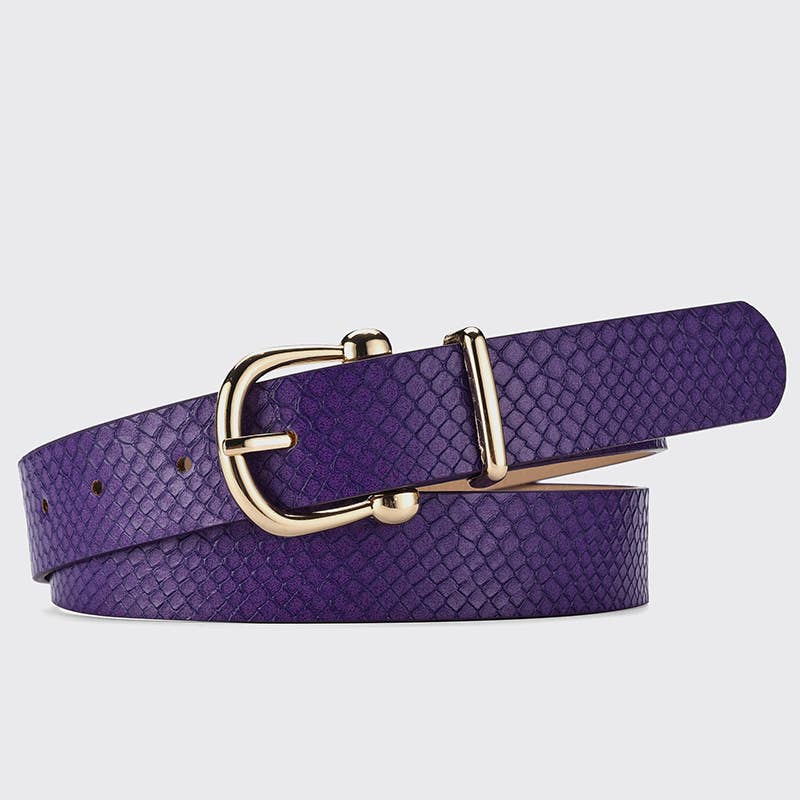 TREND SERPENTINE PU LEATHER GOLD BUCKLE BELT