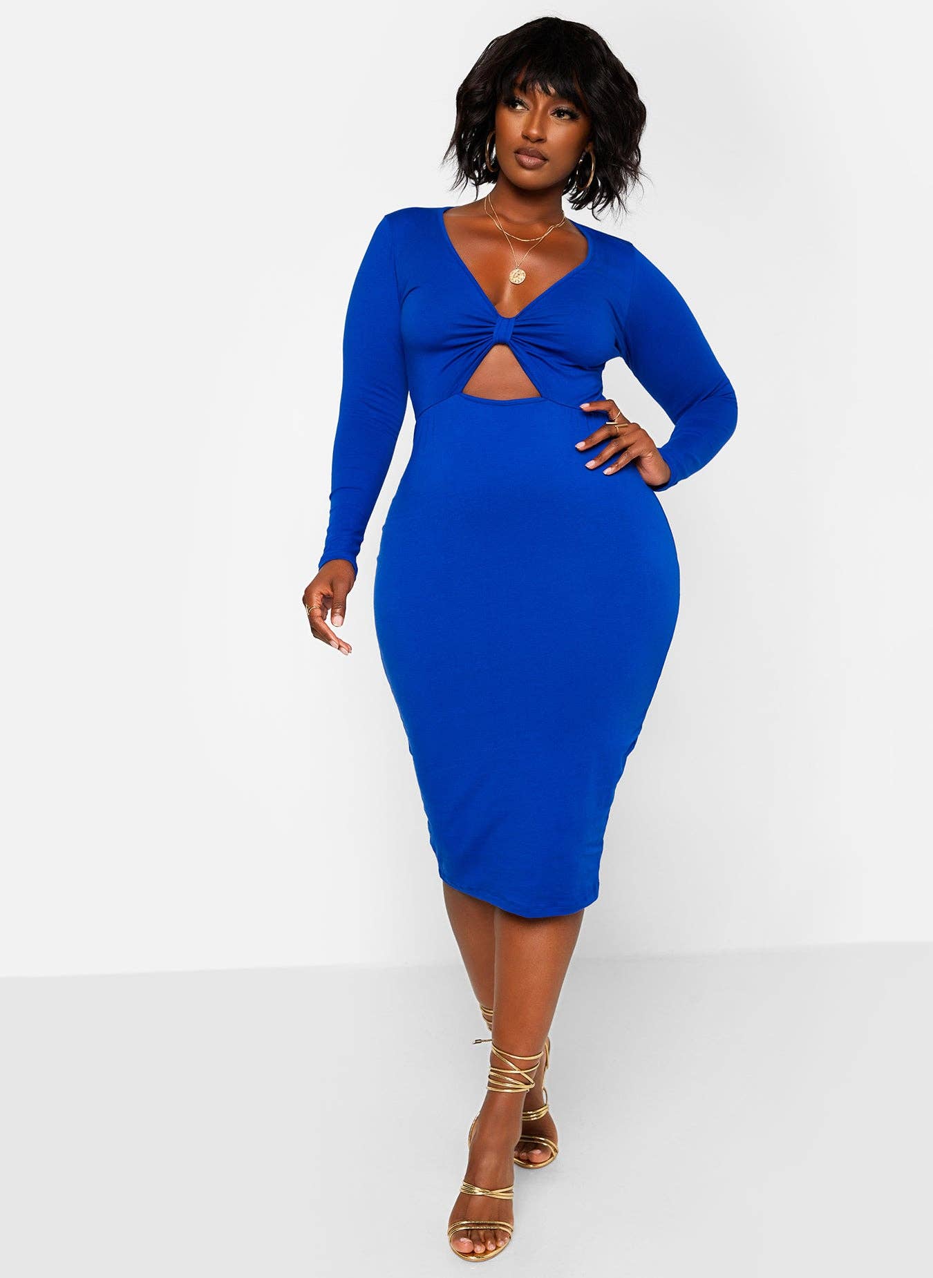 Supernova Knotted Keyhole Midi Bodycon Dress