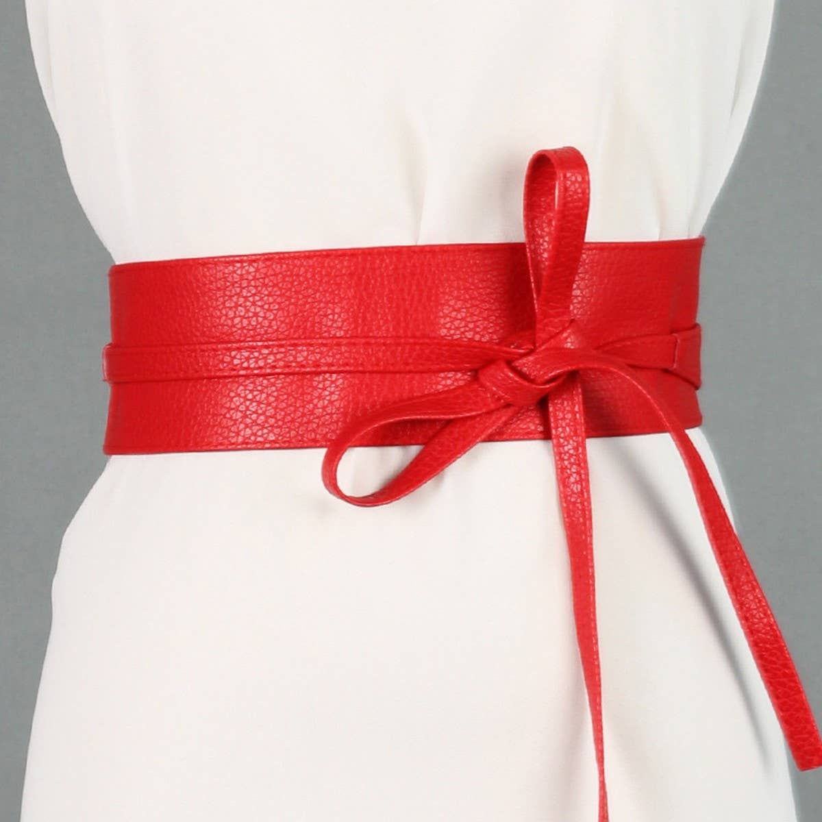 WIDE RIBBON BOW TWO CIRCLE BELT WAIST SEAL_CWABE0338