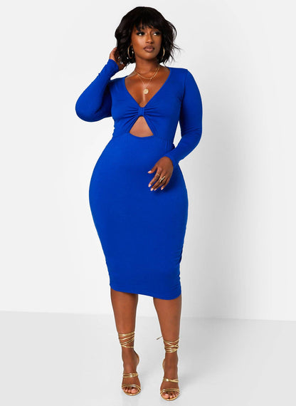 Supernova Knotted Keyhole Midi Bodycon Dress