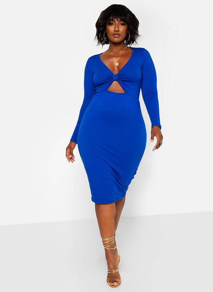 Supernova Knotted Keyhole Midi Bodycon Dress