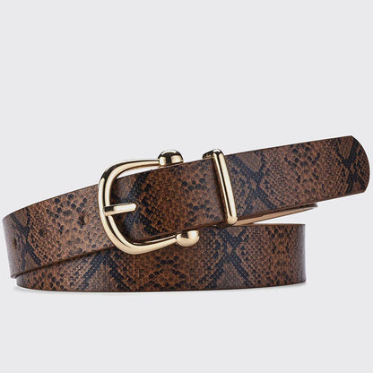 TREND SERPENTINE PU LEATHER GOLD BUCKLE BELT