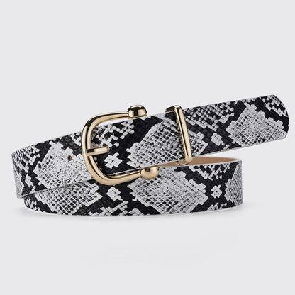 TREND SERPENTINE PU LEATHER GOLD BUCKLE BELT