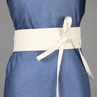 WIDE RIBBON BOW TWO CIRCLE BELT WAIST SEAL_CWABE0338