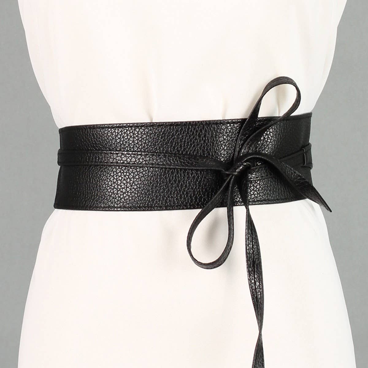 WIDE RIBBON BOW TWO CIRCLE BELT WAIST SEAL_CWABE0338