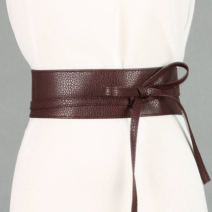 WIDE RIBBON BOW TWO CIRCLE BELT WAIST SEAL_CWABE0338