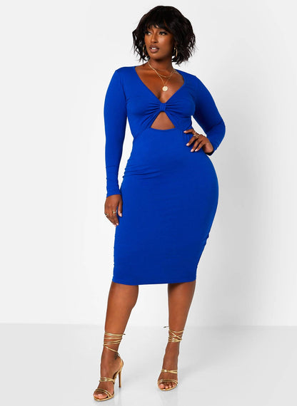 Supernova Knotted Keyhole Midi Bodycon Dress
