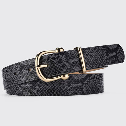 TREND SERPENTINE PU LEATHER GOLD BUCKLE BELT