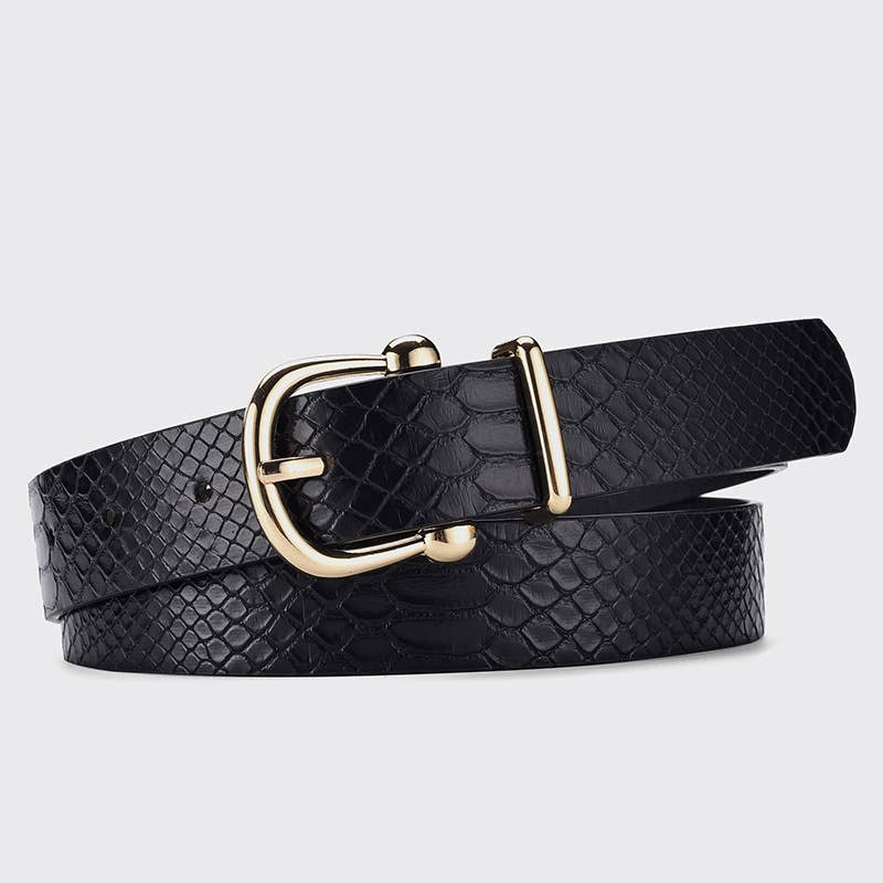 TREND SERPENTINE PU LEATHER GOLD BUCKLE BELT